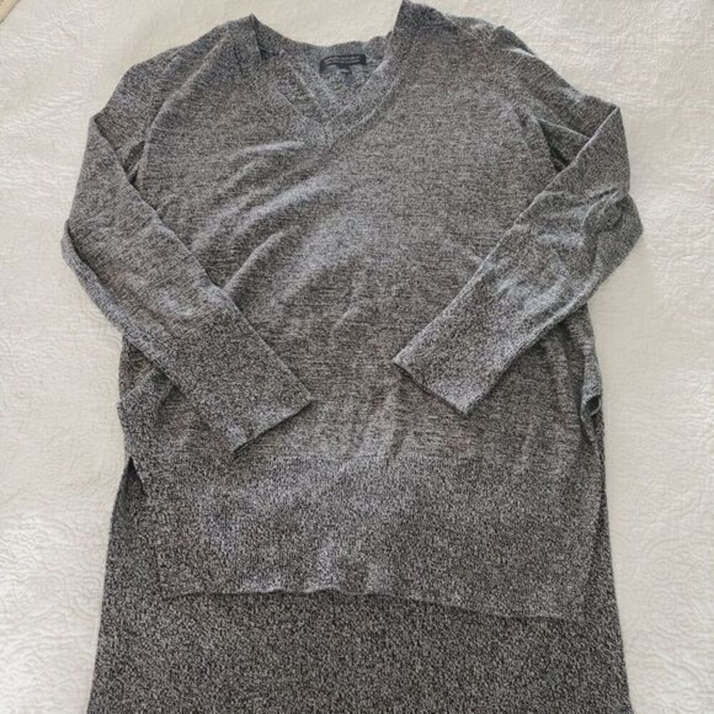 BANANA REPUBLIC Pima Cotton Cashmere Sweater XS Knit Marled Black‎ White